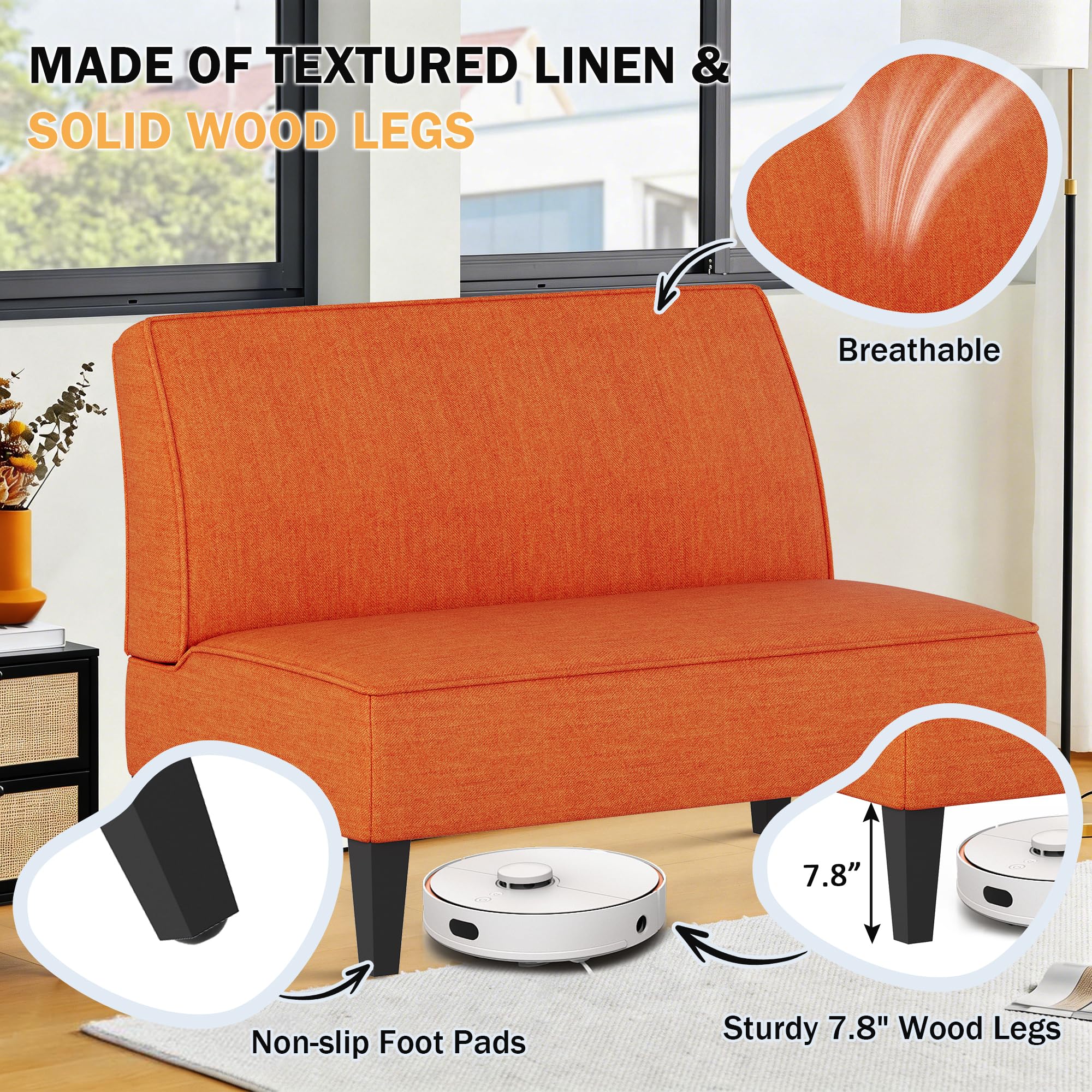 Mid-Century Modern Loveseat with Back