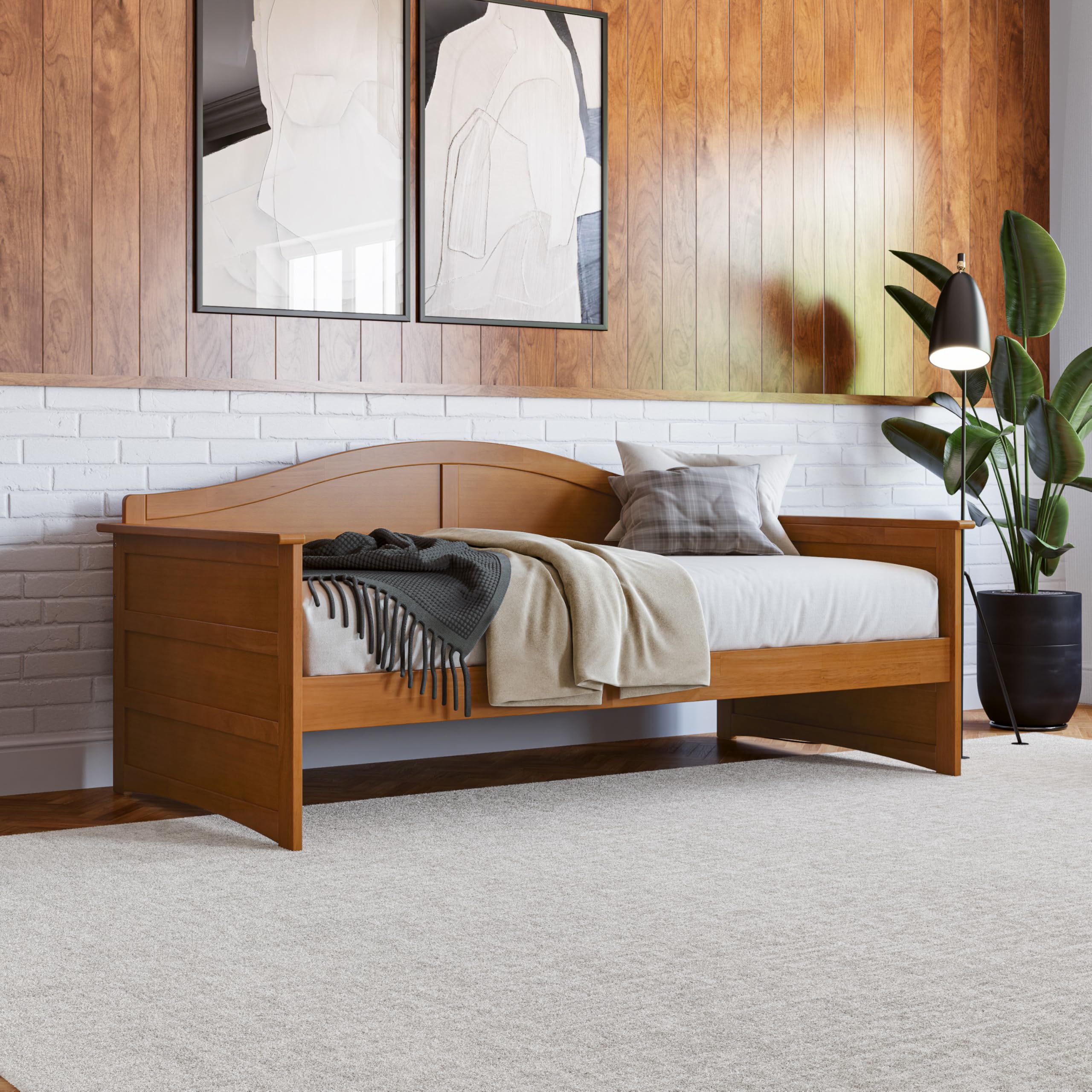 Acadia Twin Solid Wood Daybed Frame – Light Toffee