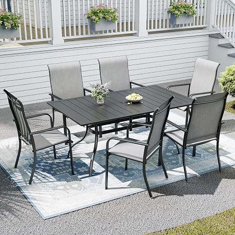 7-Piece Outdoor Patio Dining Set with Umbrella Hole