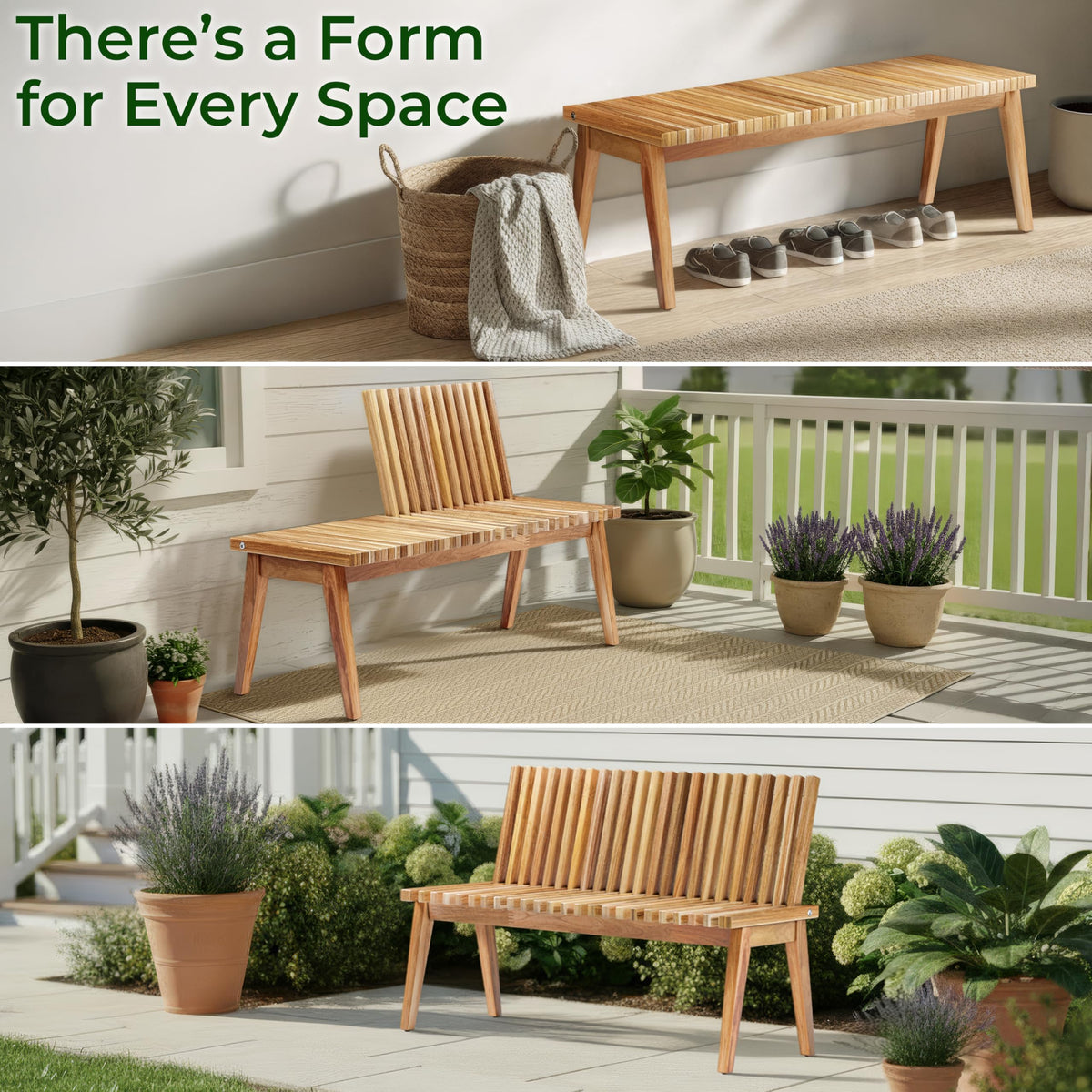 3-in-1 Acacia Wood Bench