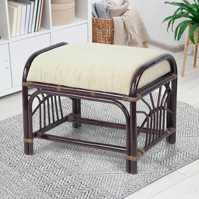 Rattan Ottoman with Cushion