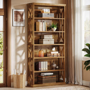Tribesigns 6-Tier Bookshelf, 71 Inches Tall Freestanding Bookcase, Large Industrial Bookshelves Display Shelves, Wooden Book Shelf for Home Office, Living Room, Bed Room, Rustic Brown