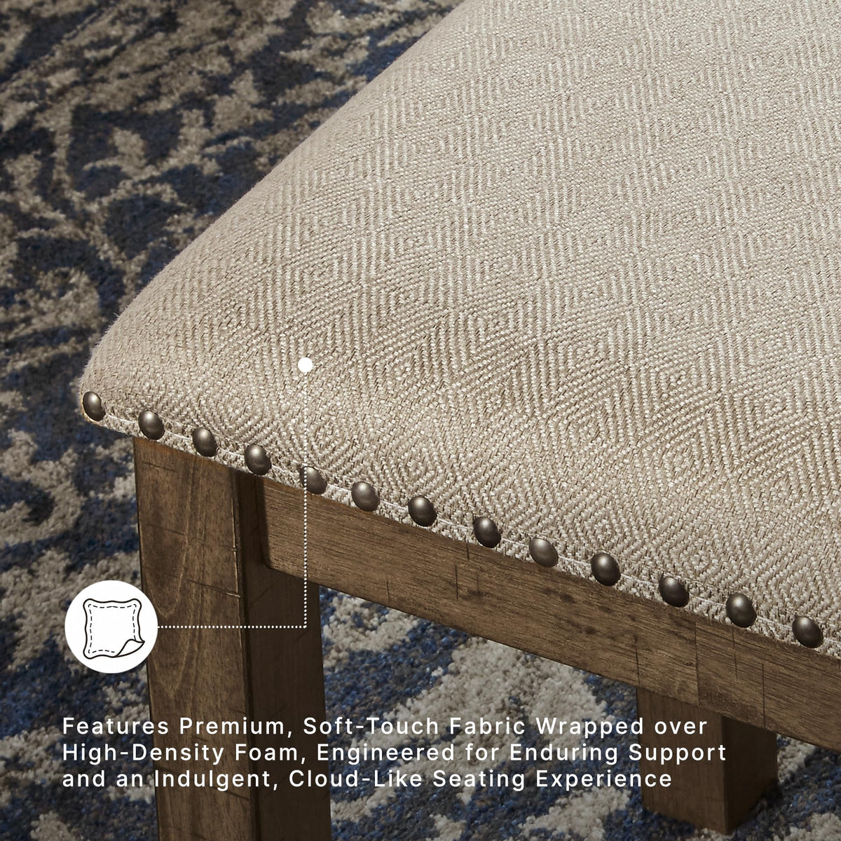 Rustic Upholstered Dining Bench