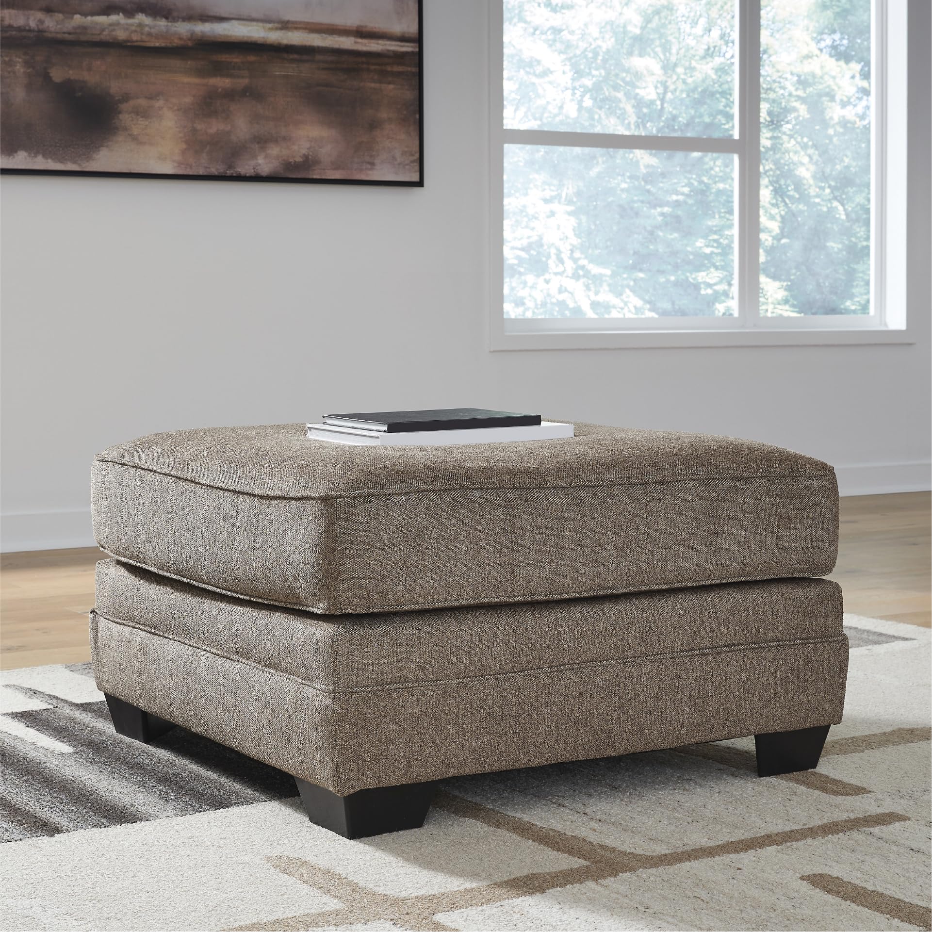 Signature Design by Ashley Cannonbrook Contemporary Oversized Accent Ottoman with Foam Cushion, Taupe