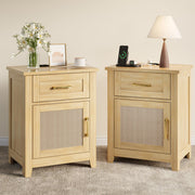 Rattan Nightstand with Charging Station