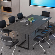 LayBurst 8FT Conference Table,94.4 L x 47.2 W x30.7 H Meeting Seminar Table with Grommet,Stability Enhancement,Large Conference Room Table for Office Meeting (Gray)