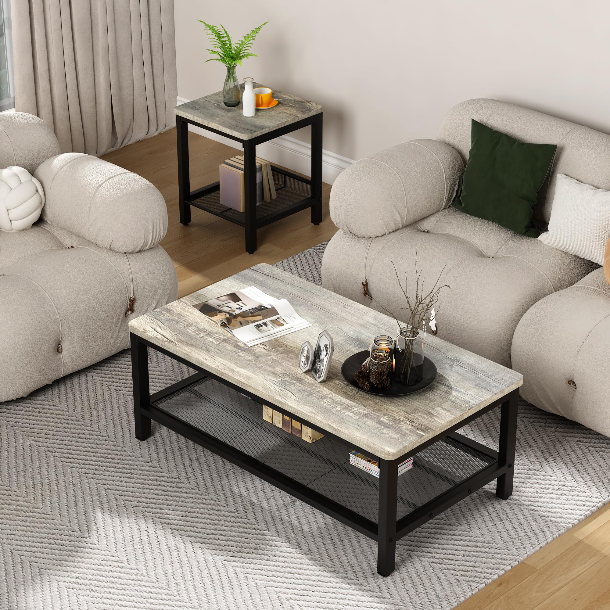 3-Piece Coffee Table Set with Metal Frame