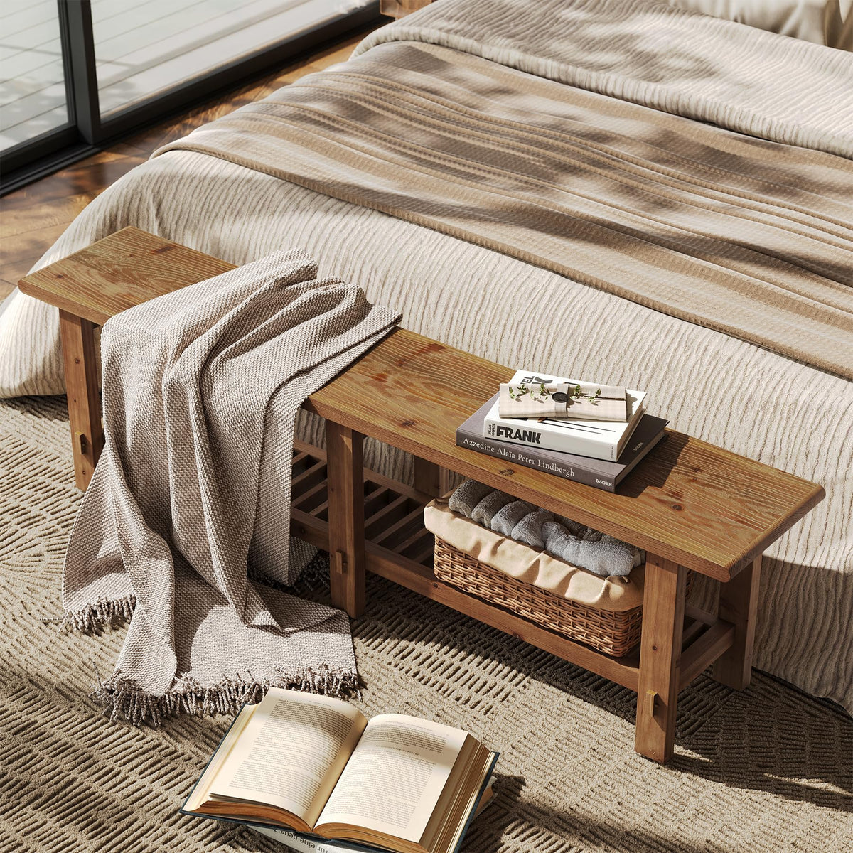 Pine Entryway Storage Bench
