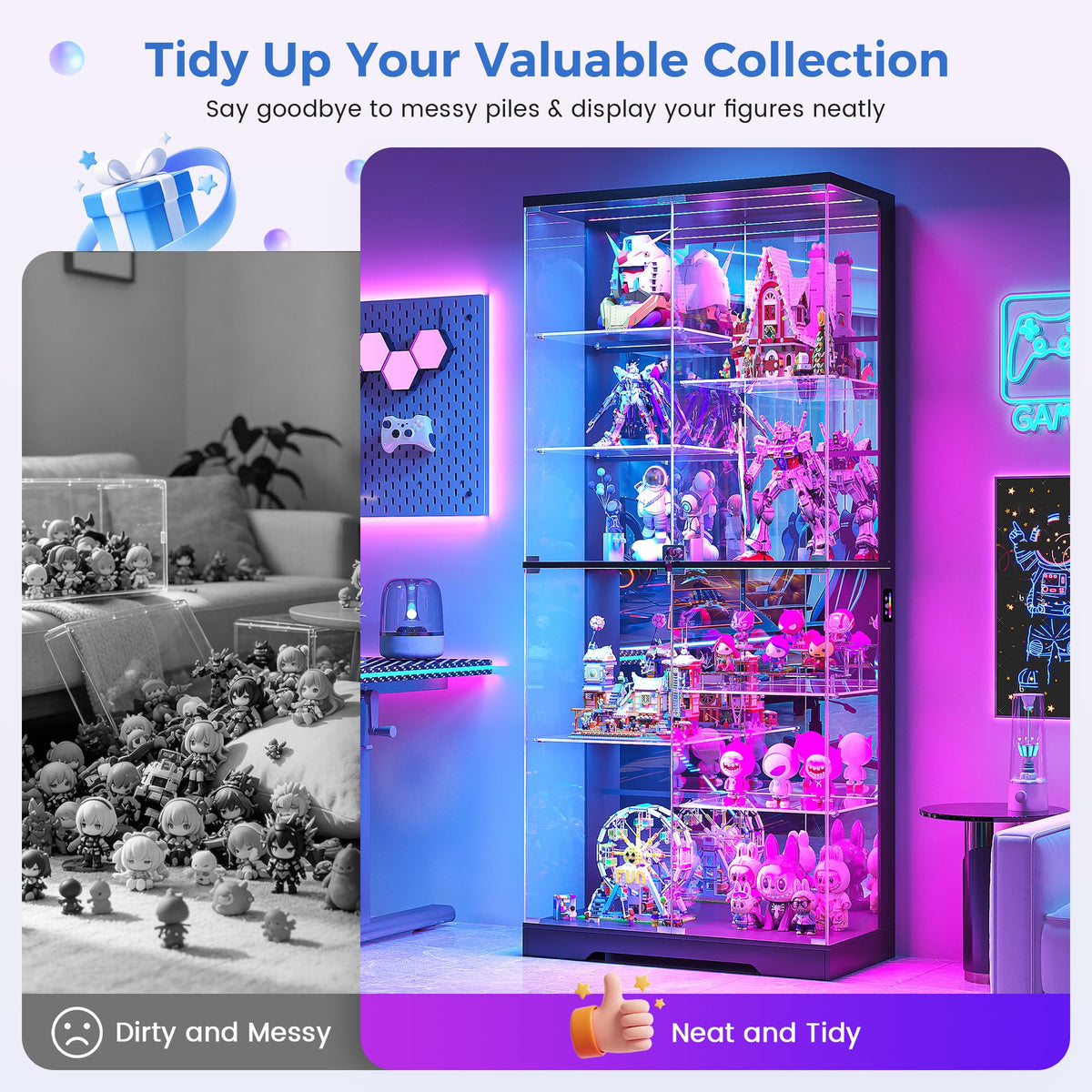 Black RGB Glass Display Cabinet