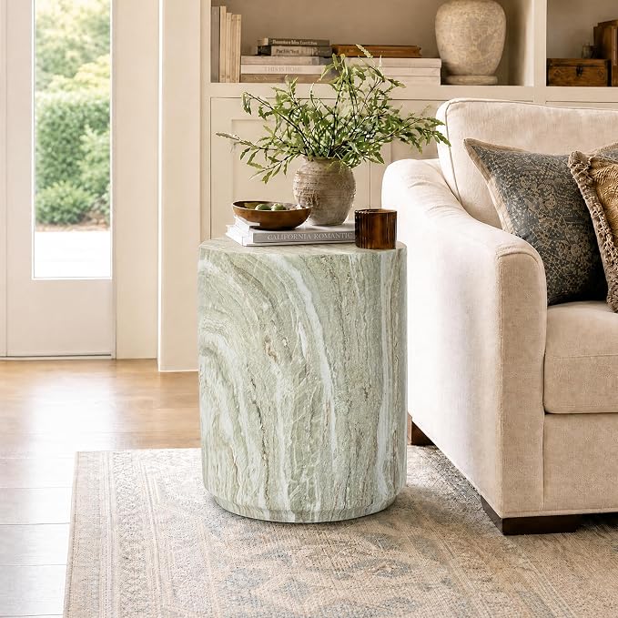 Marble-Look Indoor Outdoor Side Table