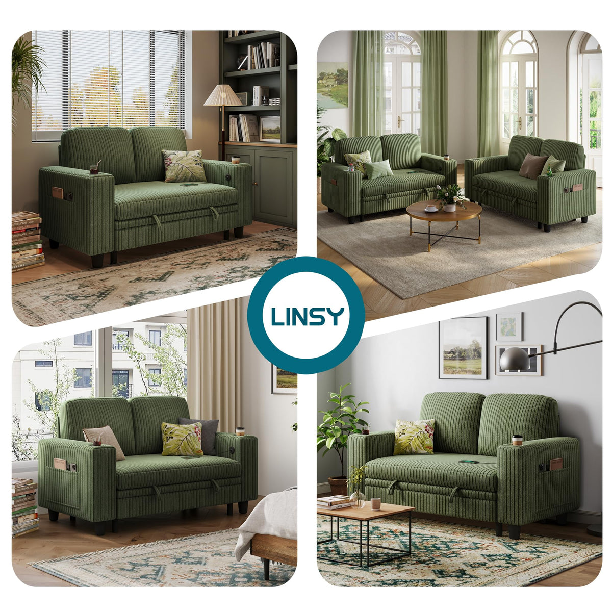 Corduroy Pull-Out Loveseat
