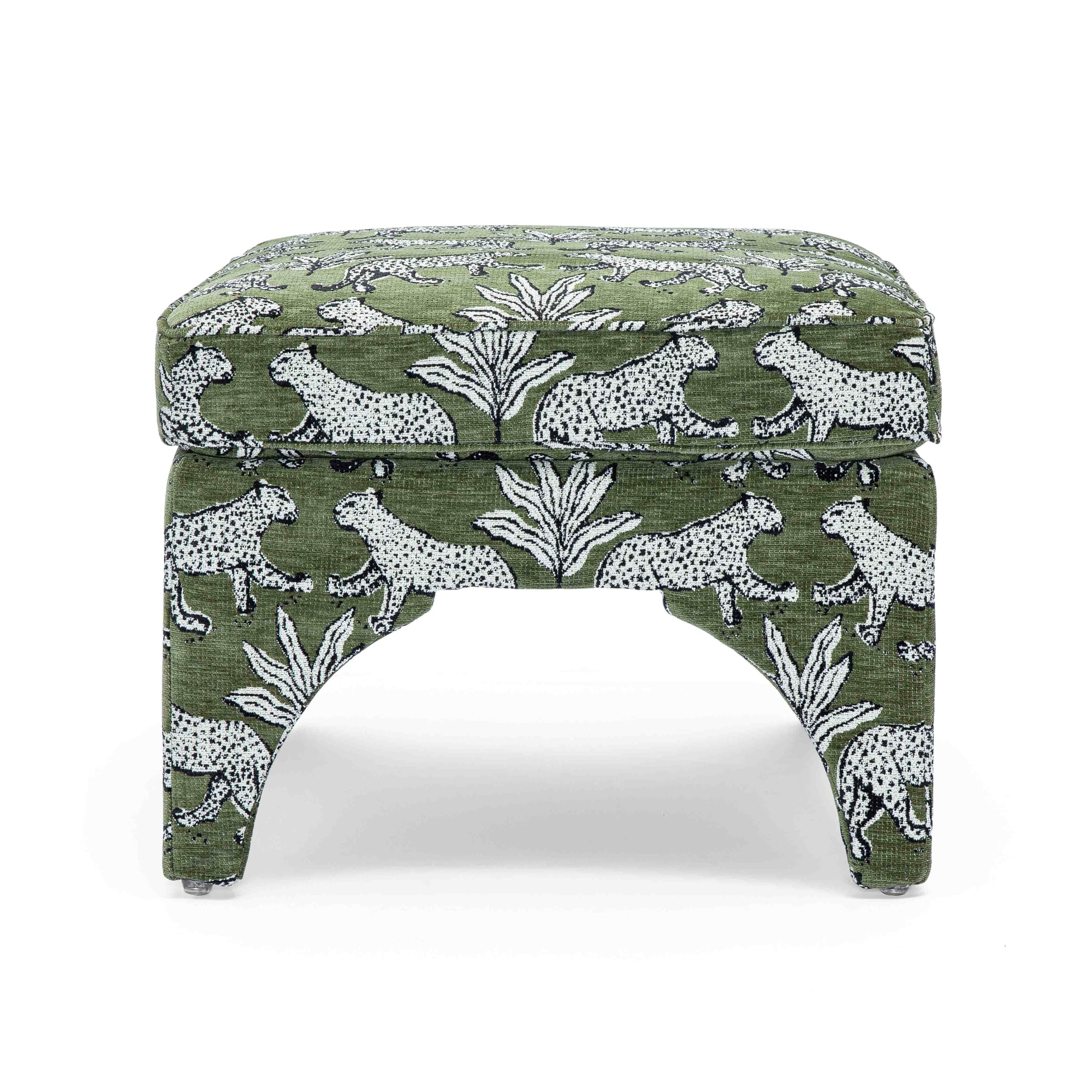 Tov Furniture Raji Jacquard Ottoman (Olive Green Leopard)