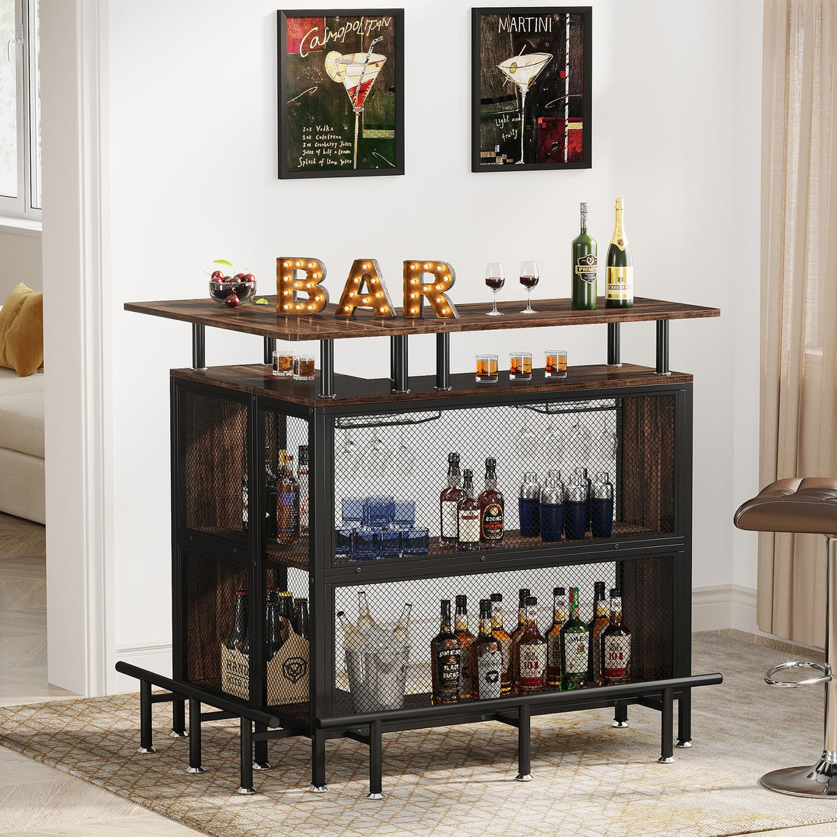 L-Shaped Home Bar Table