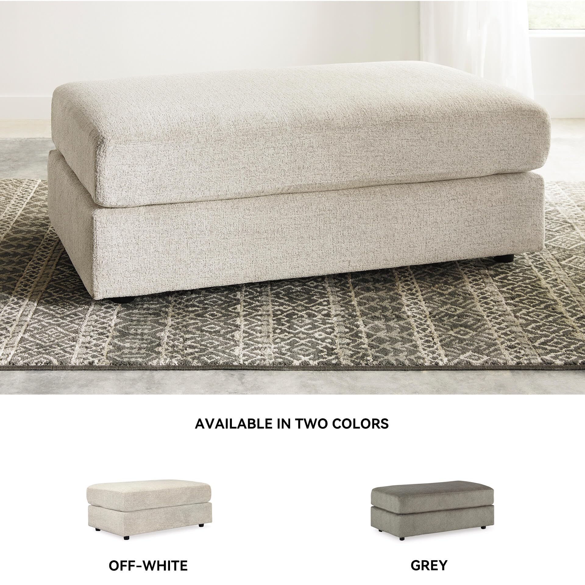 Signature Design by Ashley Soletren Contemporary Chenille Oversized Ottoman, Off-White