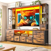 78.6" TV Stand with 11 Fabric Drawers, LED Lights & Power Outlets