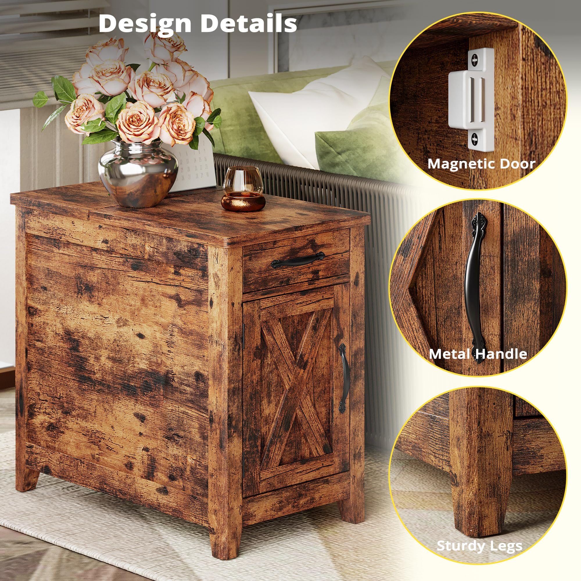 End Table with Charging Station & Storage