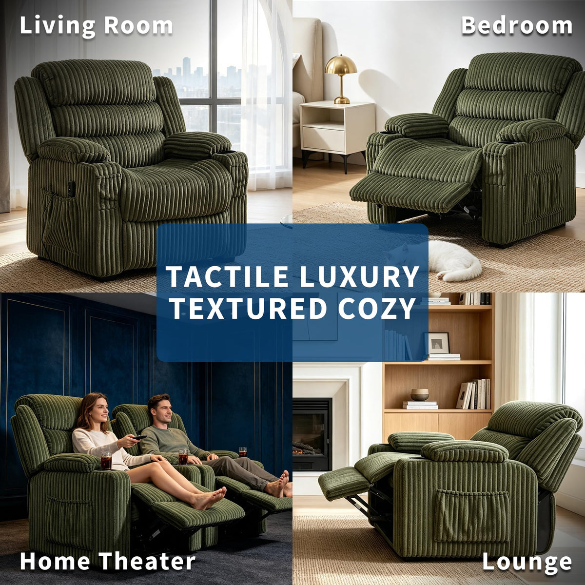 Festisoul Oversized Power Recliner Chair with Cup Holders 26" Wide