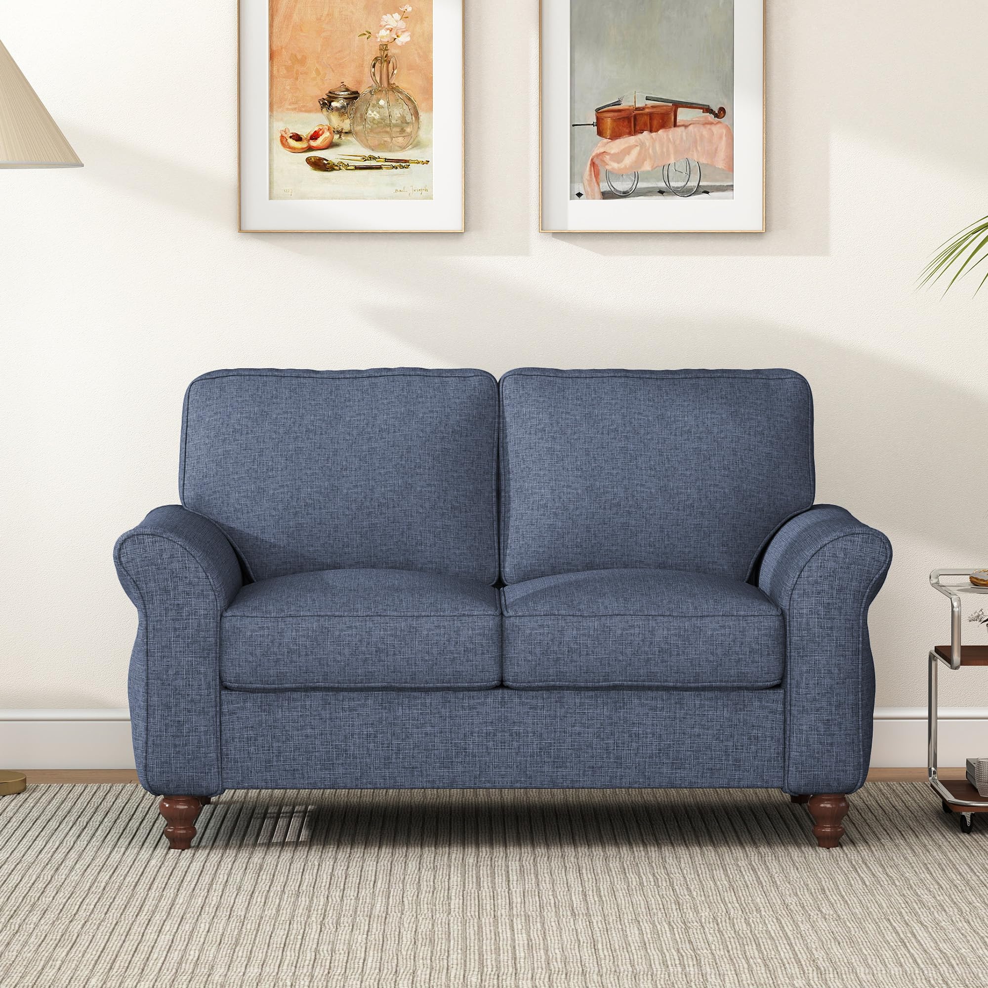 Modern 2-Seater Loveseat Sofa with Side Pockets