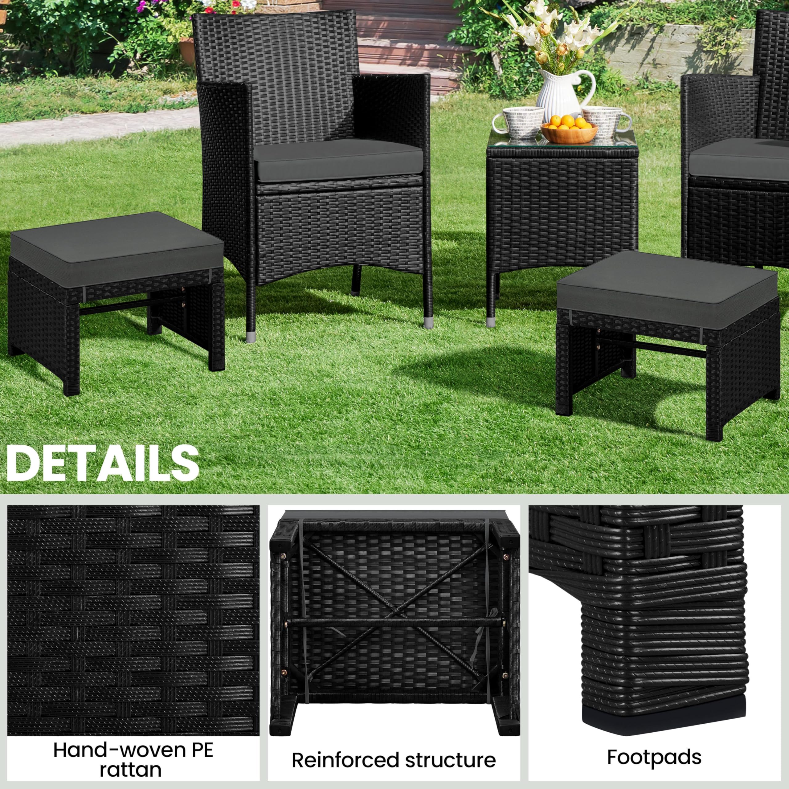Outdoor Wicker Ottoman Set of 2