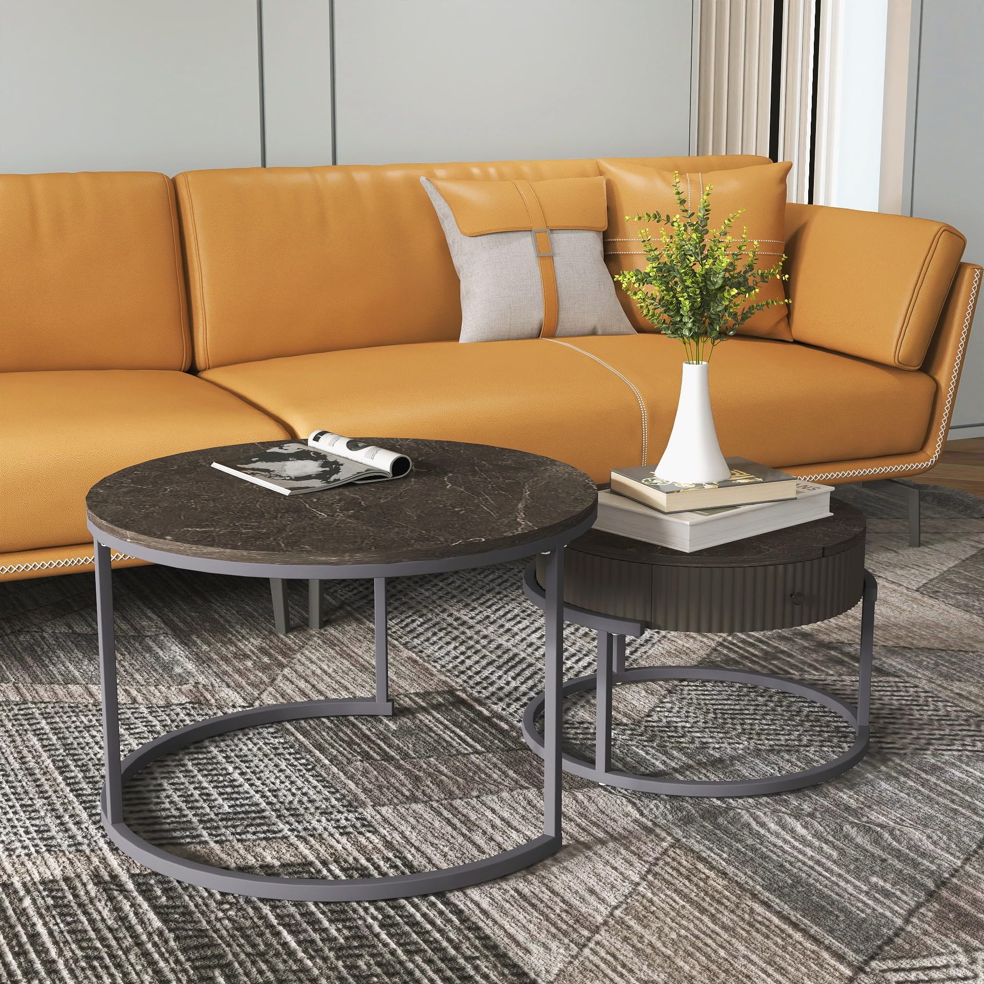 Round Nesting Coffee Tables Set of 2