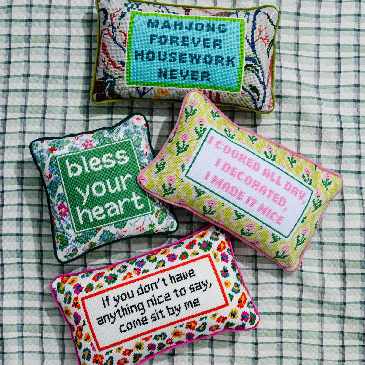 FURBISH Come Sit By Me Needlepoint Pillow, 9" x 15"