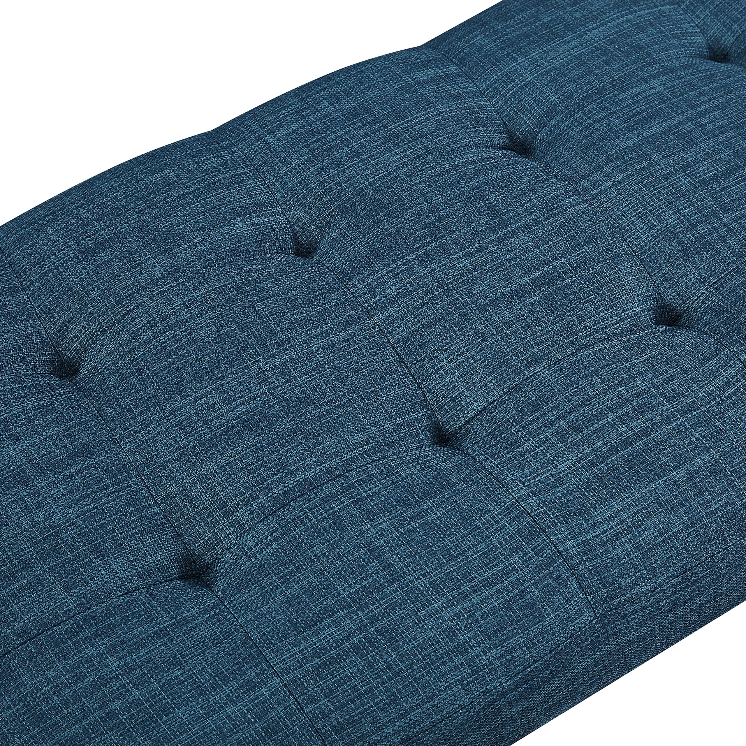 Amazon Basics Modern Haraden Upholstered Button-Tufted Bench, Blue, 16 x 44 x 17 in