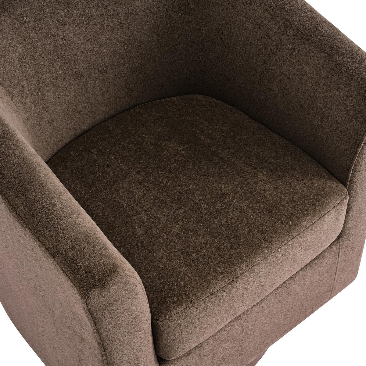 Brown Velvet Swivel Barrel Chair
