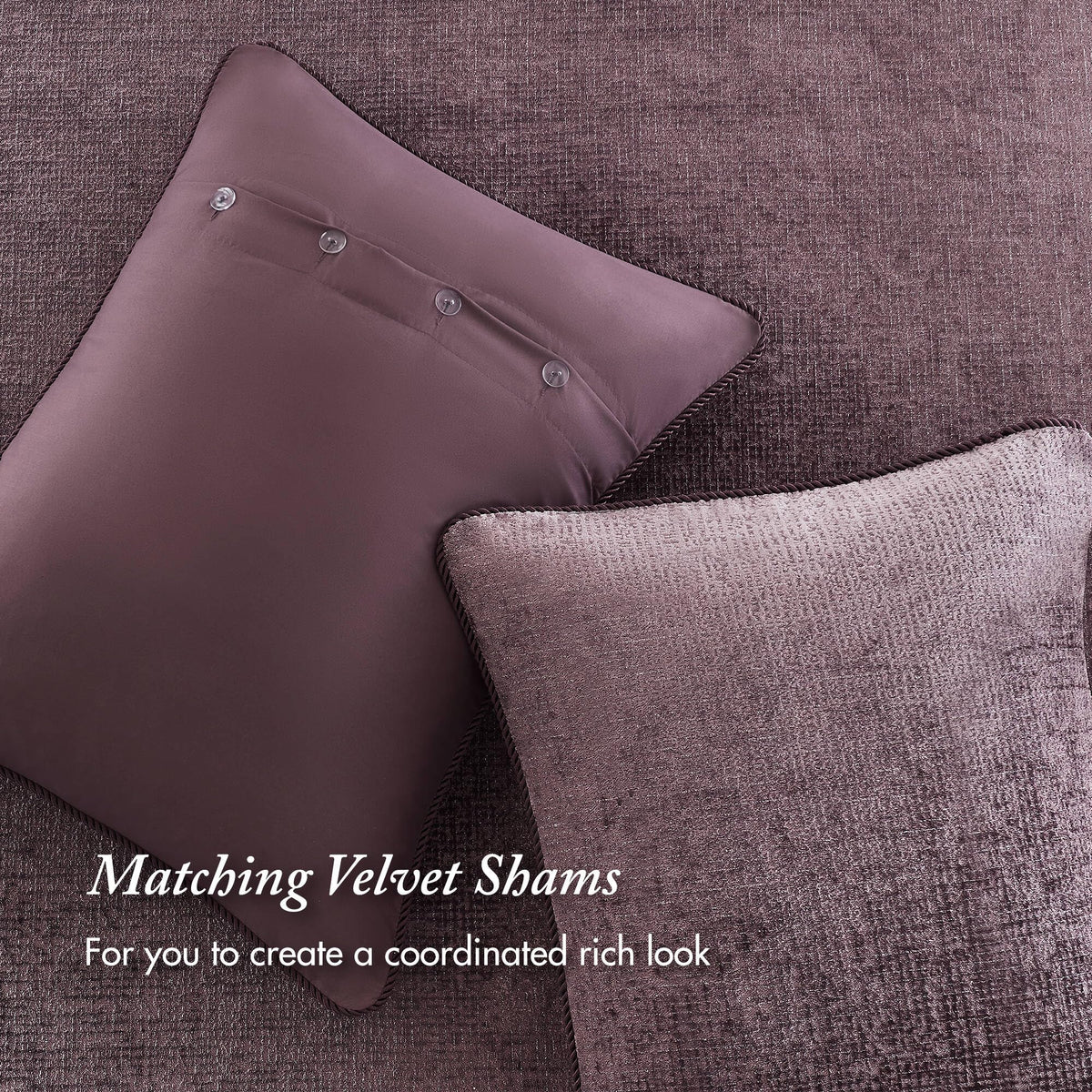 Mauve Velvet Jacquard King Comforter Set