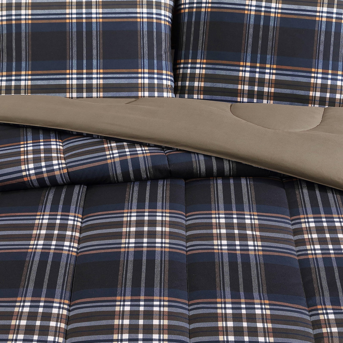Navy Plaid Reversible Comforter Set