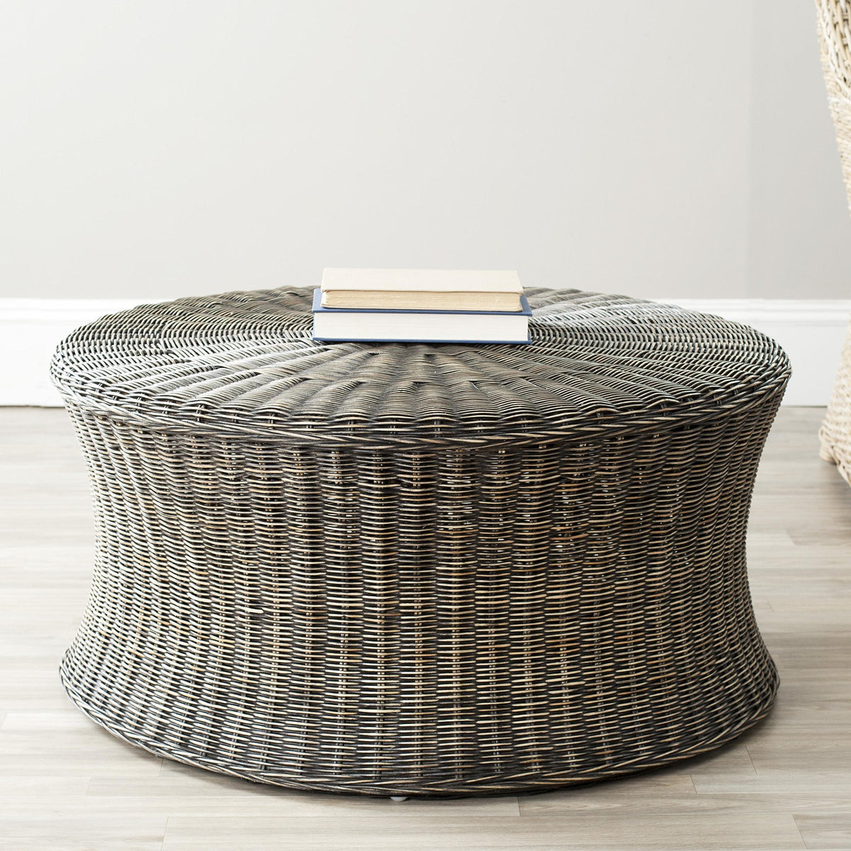 Mango Wood Rattan Ottoman