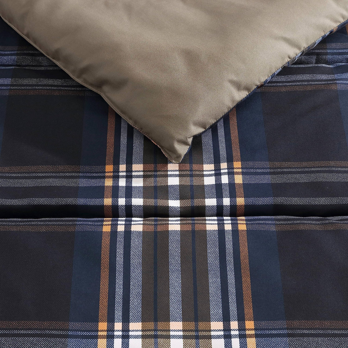 Navy Plaid Reversible Comforter Set