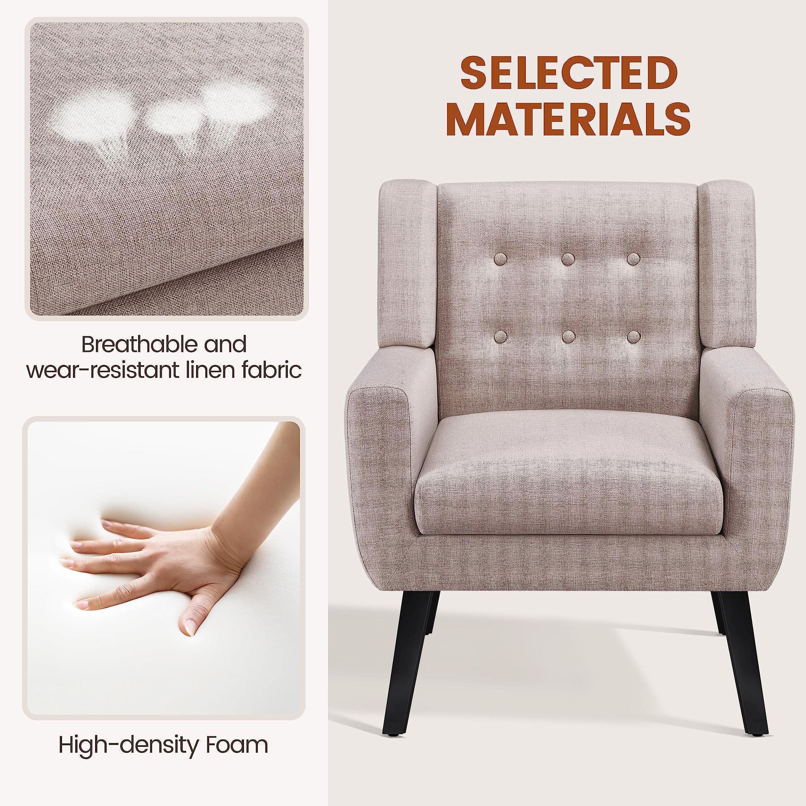 Mid-Century Button Tufted Accent Chair