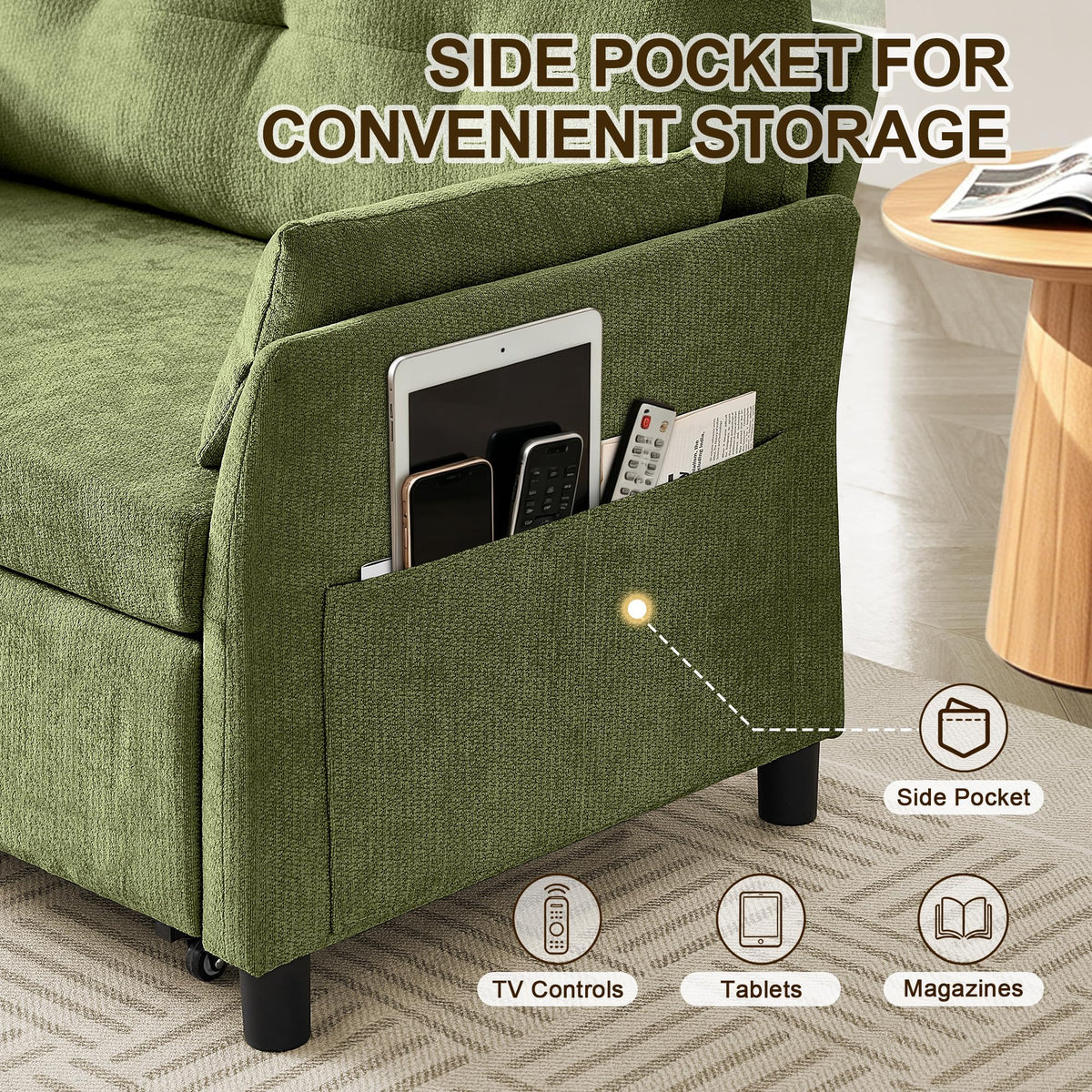 Green Convertible Loveseat Sofa Bed