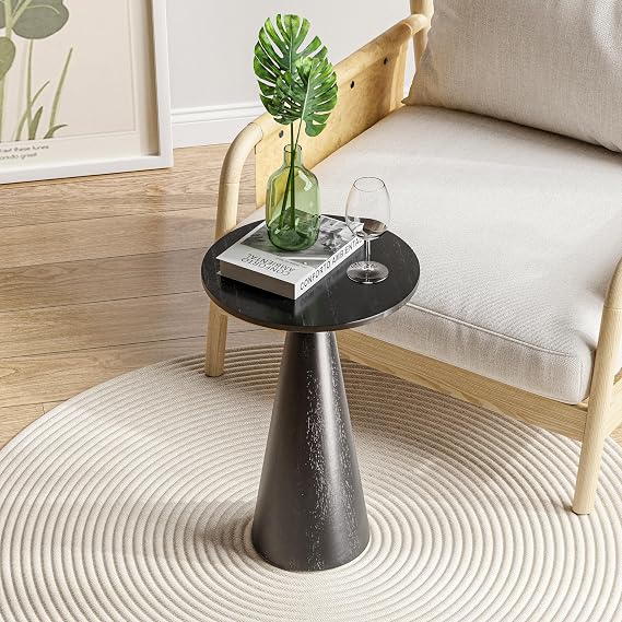 Round Wood Pedestal End Table