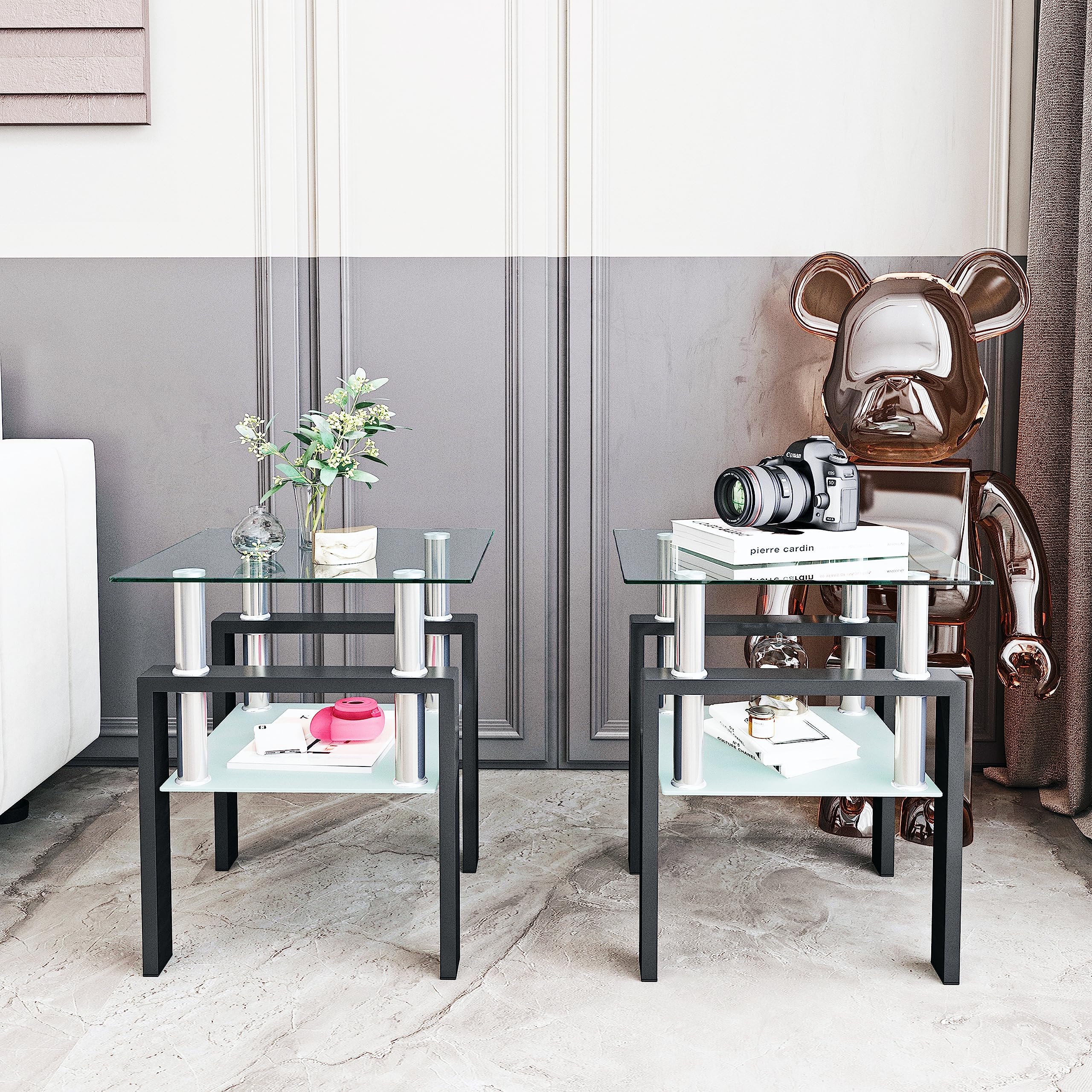 3-Piece Glass Coffee Table & End Tables Set