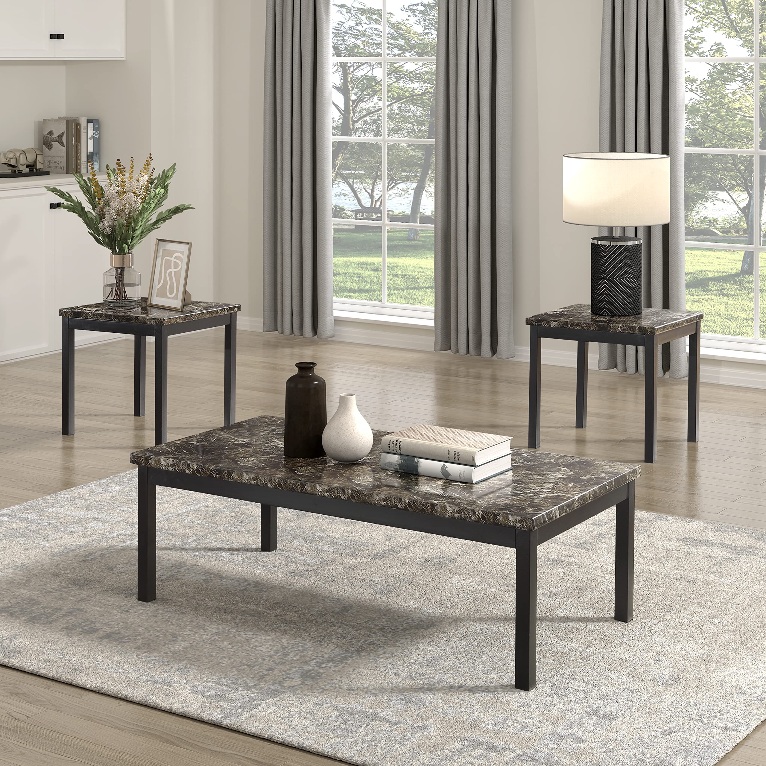 Faux Marble 3-Piece Occasional Table Set