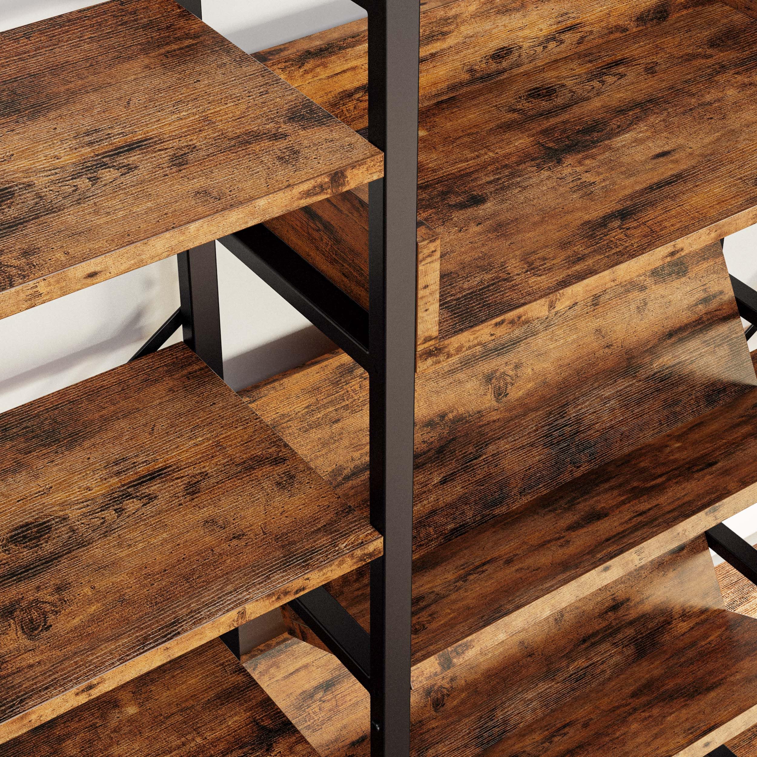 Industrial Bookshelf 6-Tier Triple Wide with Metal Frame