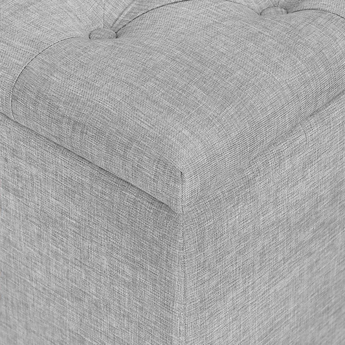 FURINNO Laval Button Tufted Storage Ottoman Bench for Entryway and Bedroom, Glacier
