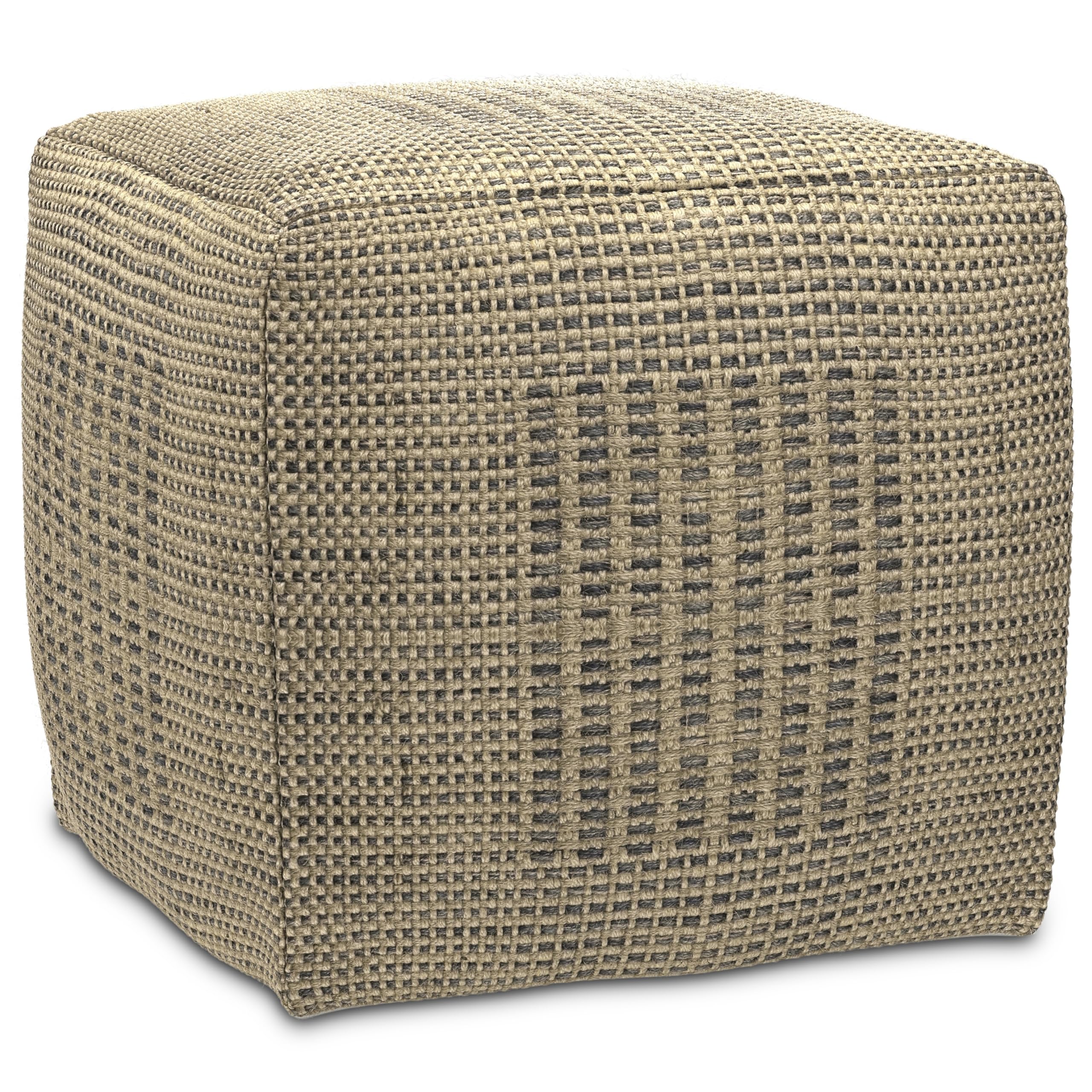 SIMPLIHOME Delilah Square Pouf - 18 inch Wide Handwoven Jute Ottoman in Natural, Contemporary Footstool or Extra Seating for Living Room, Bedroom, or Kids Room with Polystyrene Filling, Assembled