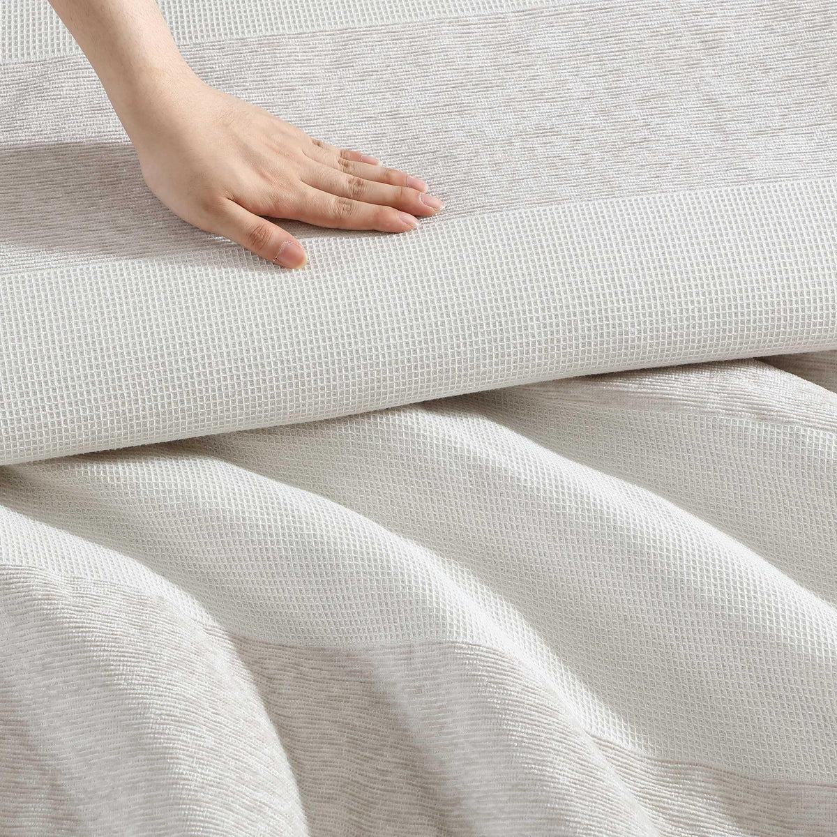 King Chenille Waffle Stripe Comforter Set