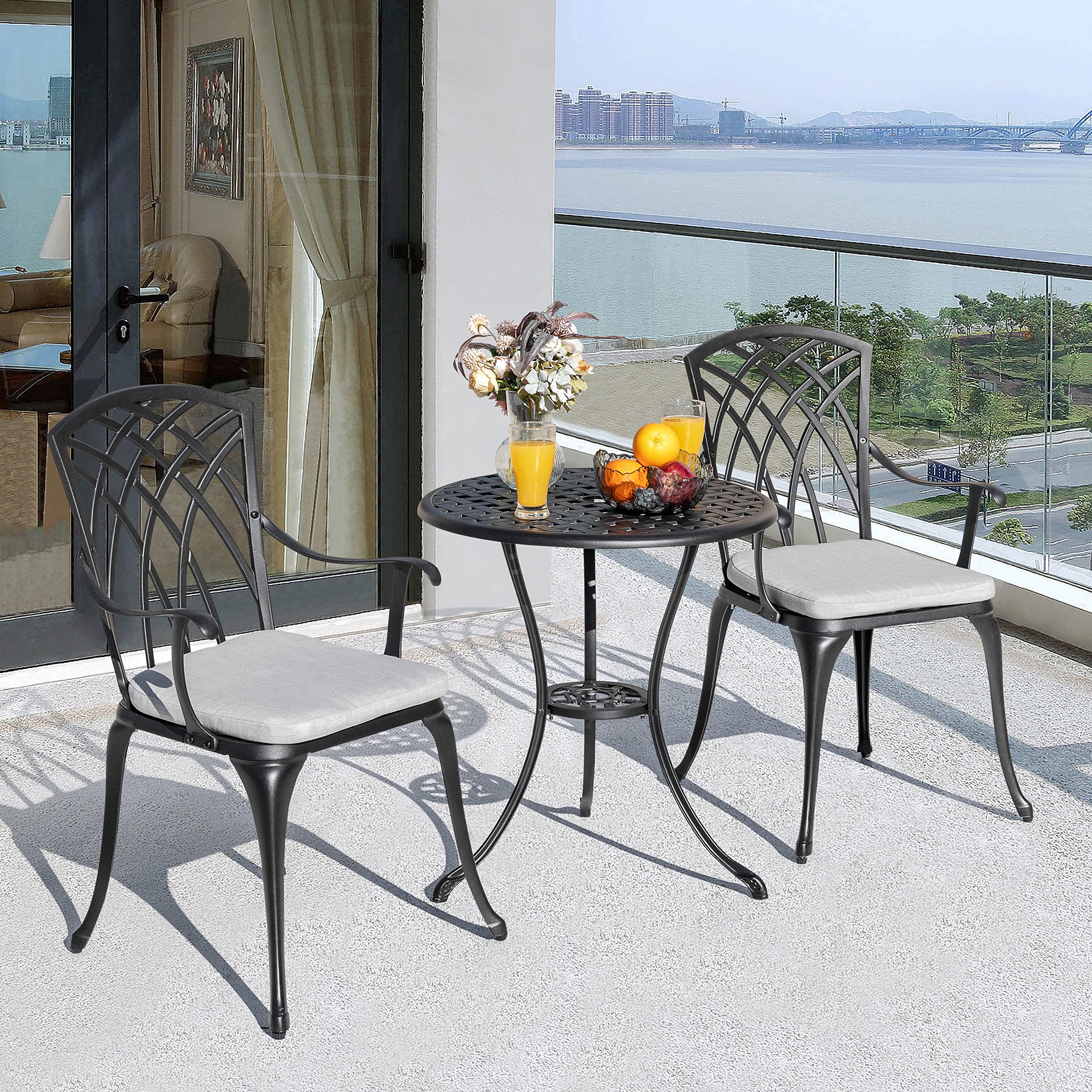 3-Piece Cast Aluminum Patio Bistro Set