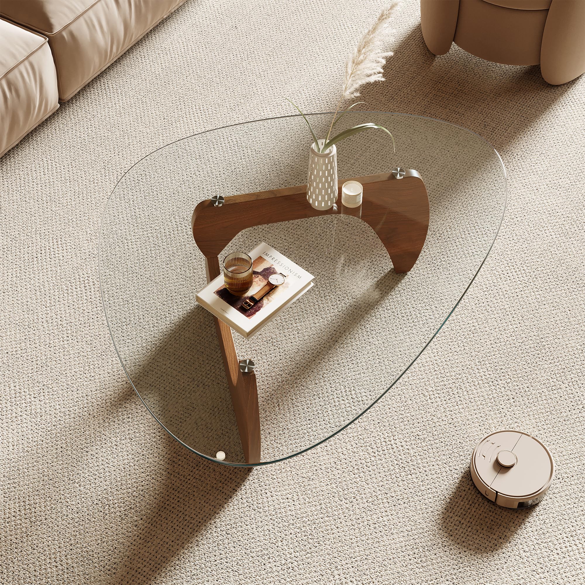 Triangle Glass Top Coffee Table