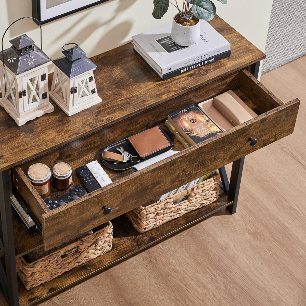 Rustic Console Table with Drawer