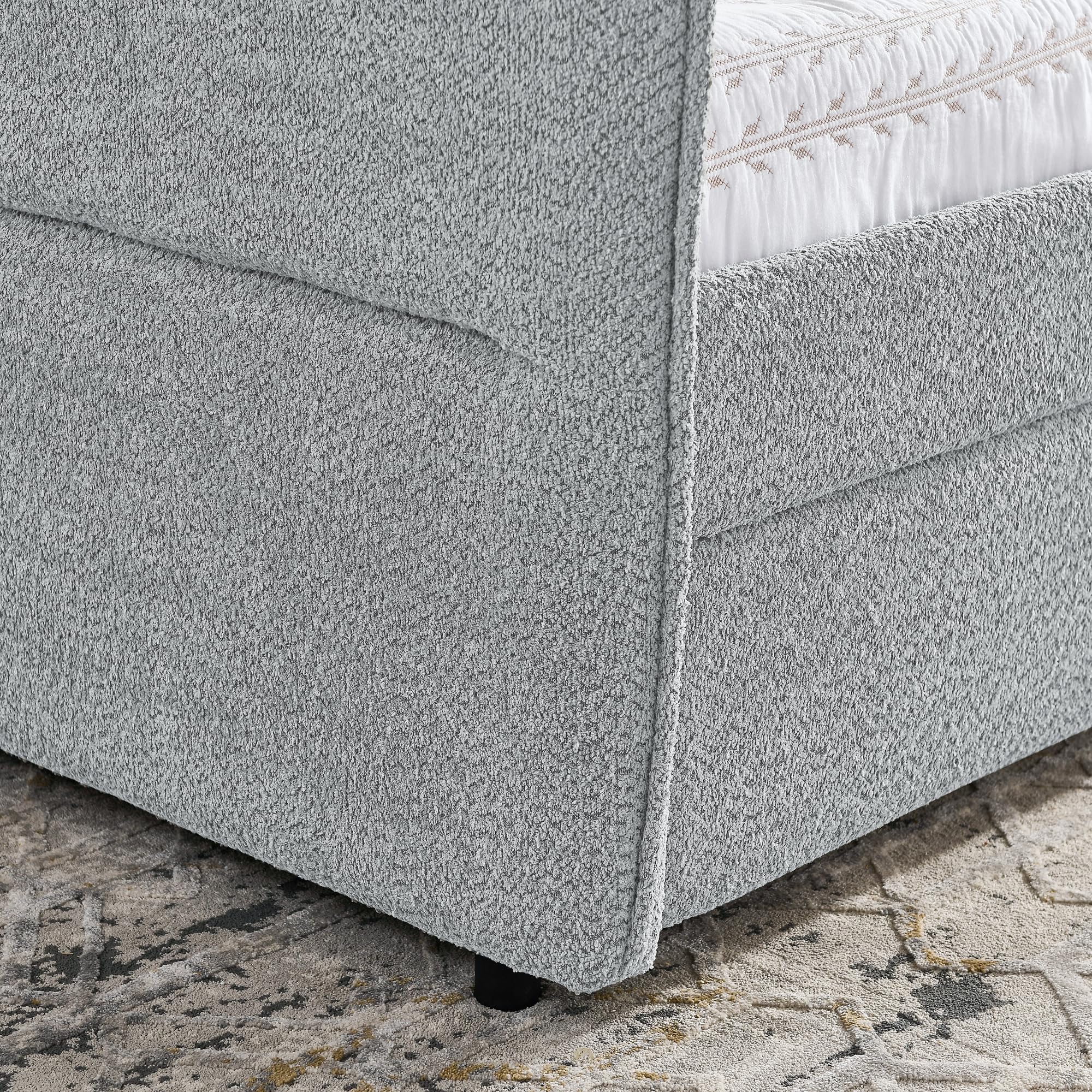 Ball & Cast Queen Size Daybed with Storage Drawers, Upholstered Day Bed Frame with Wood Slats Supports, No Box Spring Needed,Easy Assembly,Boucle Fabric,Grey