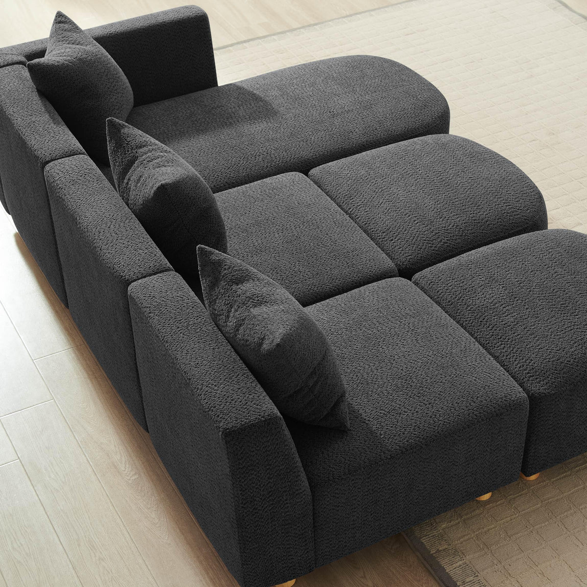 VANOMi 109.84" Modular Sectional Sofa with Pillows, 5-Seater, Dark Gray