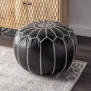 Moroccan Faux Leather Pouf