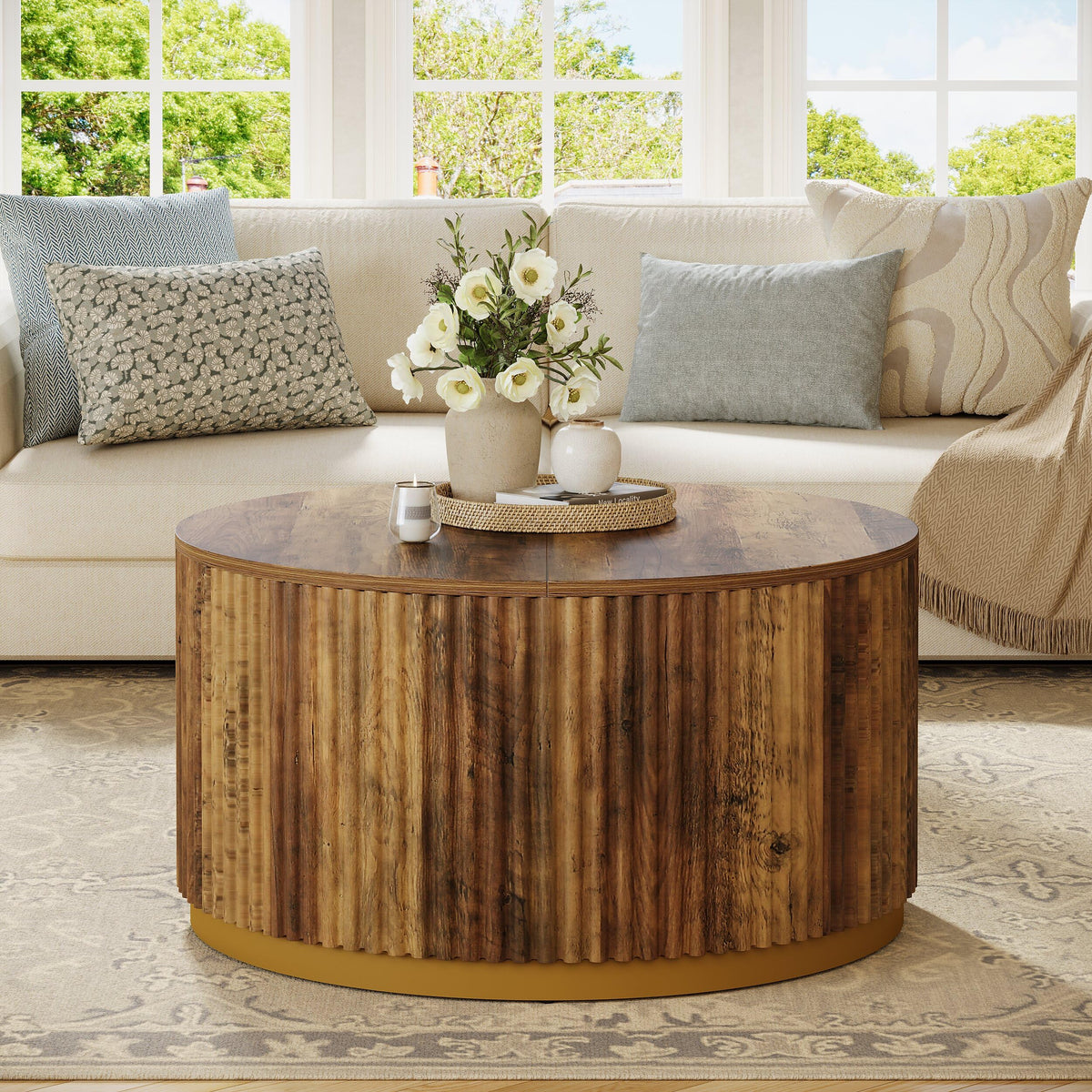 Fluted Round Coffee Table