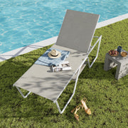 78" Oversized Outdoor Chaise Lounge Chair, 27" Extra Wide, 5-Position Adjustable, Khaki Beige