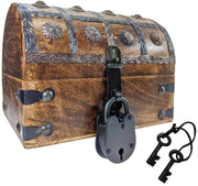 Wooden Pirate Treasure Chest with Lock & Keys