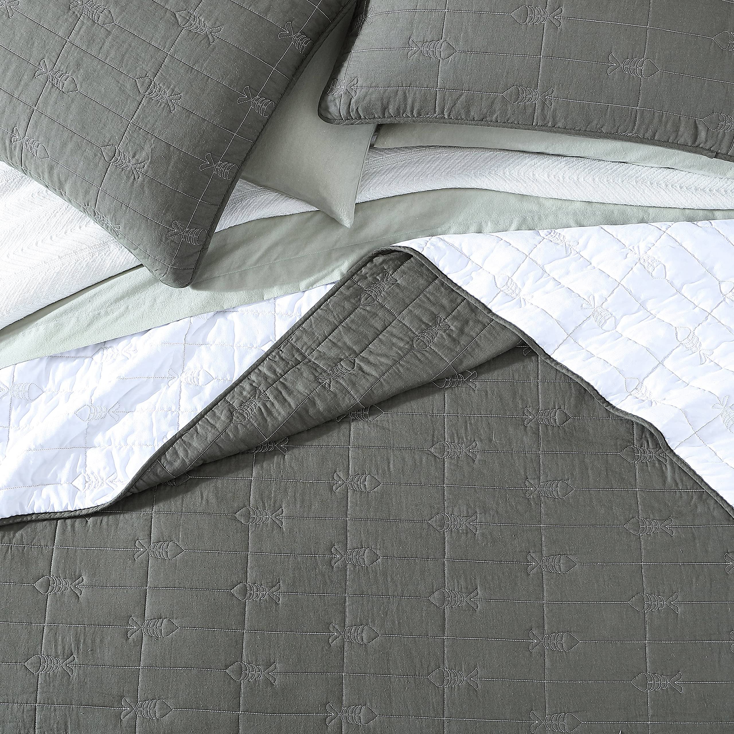 Eddie Bauer - Daybed Set, Reversible Cotton Bedding with Matching Shams & Decorative Pillow Cover, Luxurious Bedding Set (Troutdale Green, Daybed)
